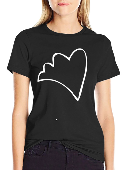 Minimalist Heart Outline Black T-Shirt