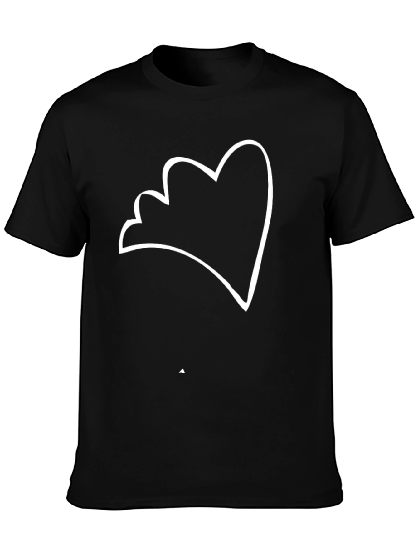 Minimalist Heart Outline Black T-Shirt