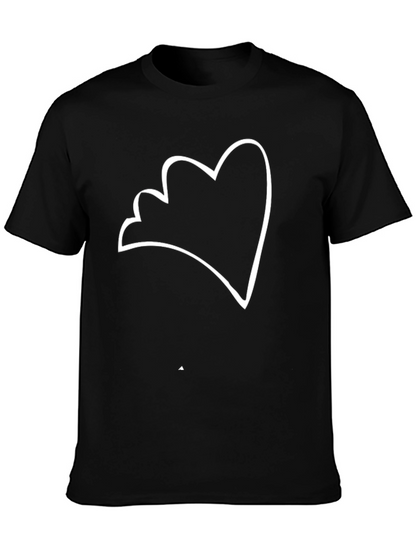 Minimalist Heart Outline Black T-Shirt