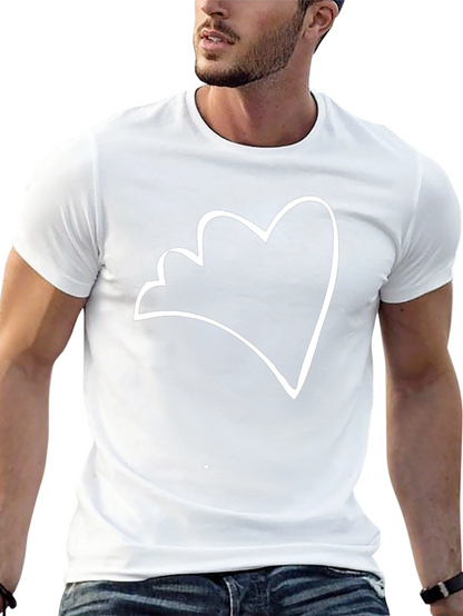 Minimalist Heart Outline Black T-Shirt