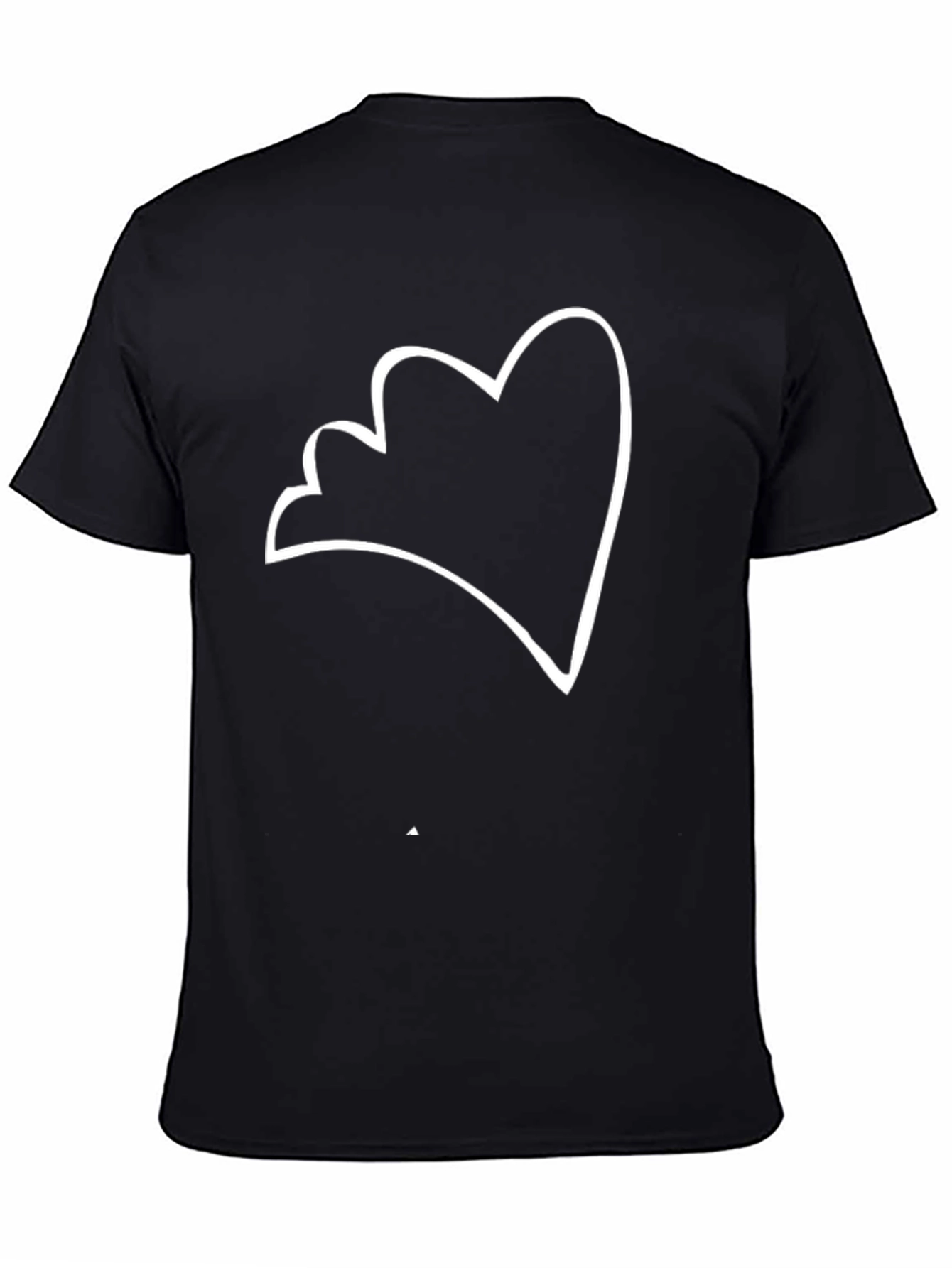 Minimalist Heart Outline Black T-Shirt