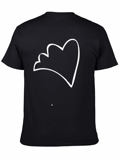 Minimalist Heart Outline Black T-Shirt