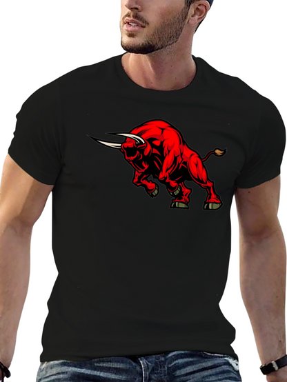 Red Bull Graphic Black T-Shirt - Bold Animal Design