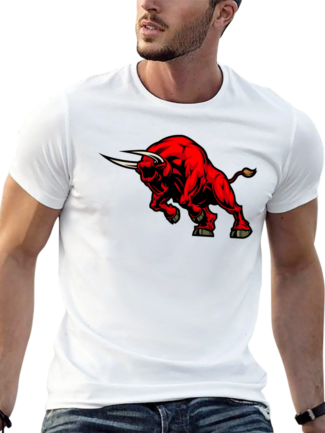 Red Bull Graphic Black T-Shirt - Bold Animal Design