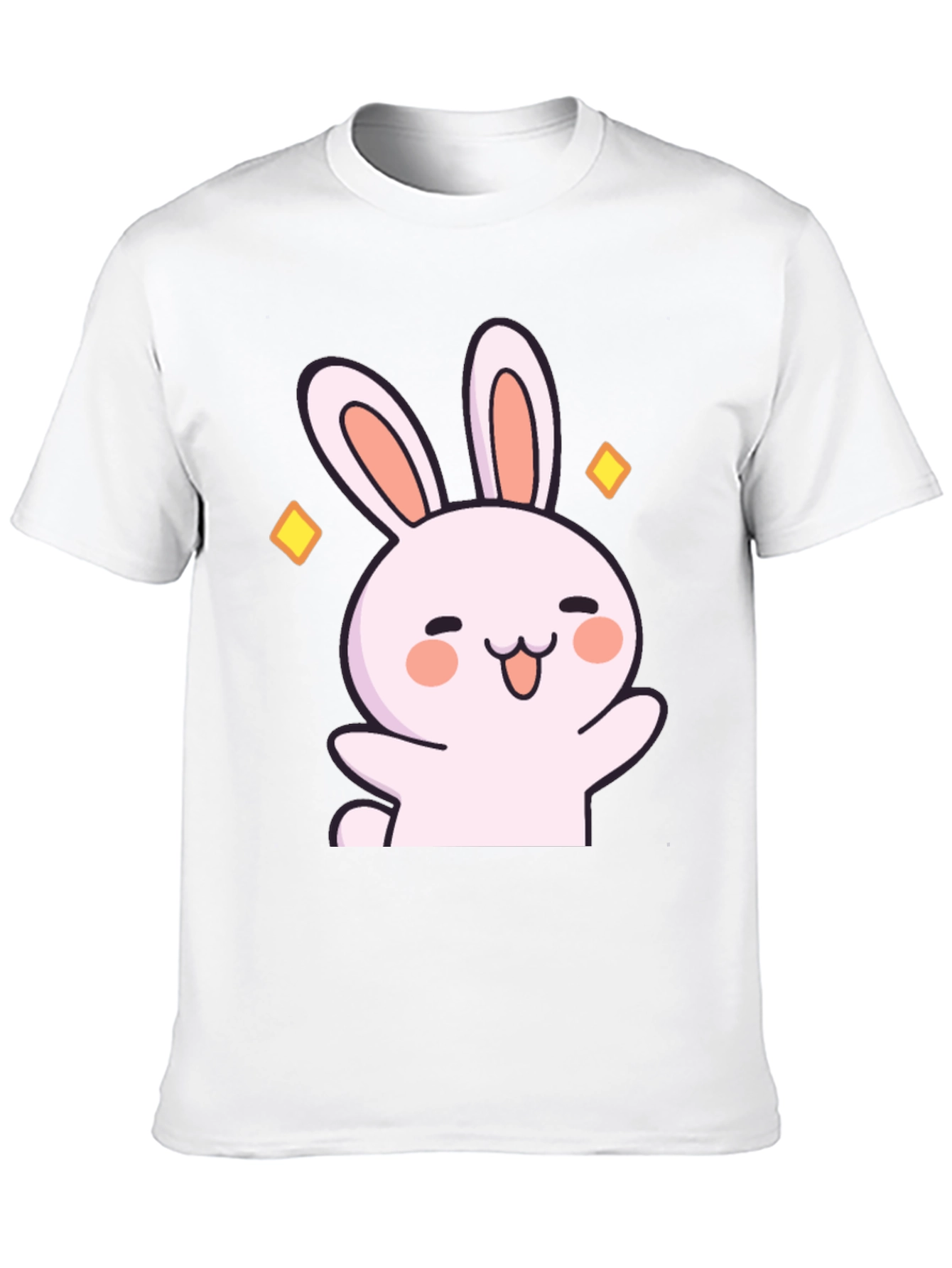 Cute Cartoon Bunny Graphic Black T-Shirt