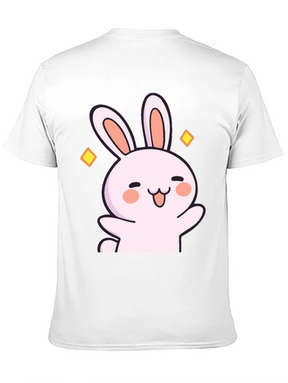 Cute Cartoon Bunny Graphic Black T-Shirt