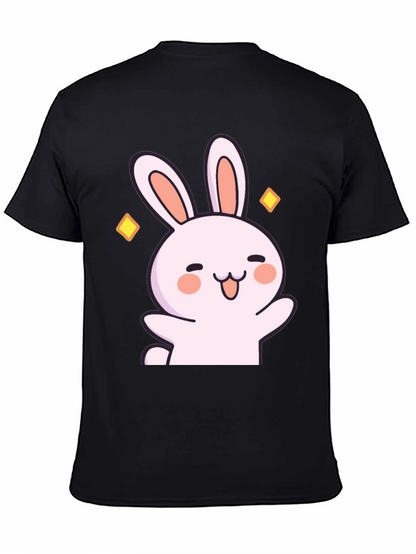 Cute Cartoon Bunny Graphic Black T-Shirt