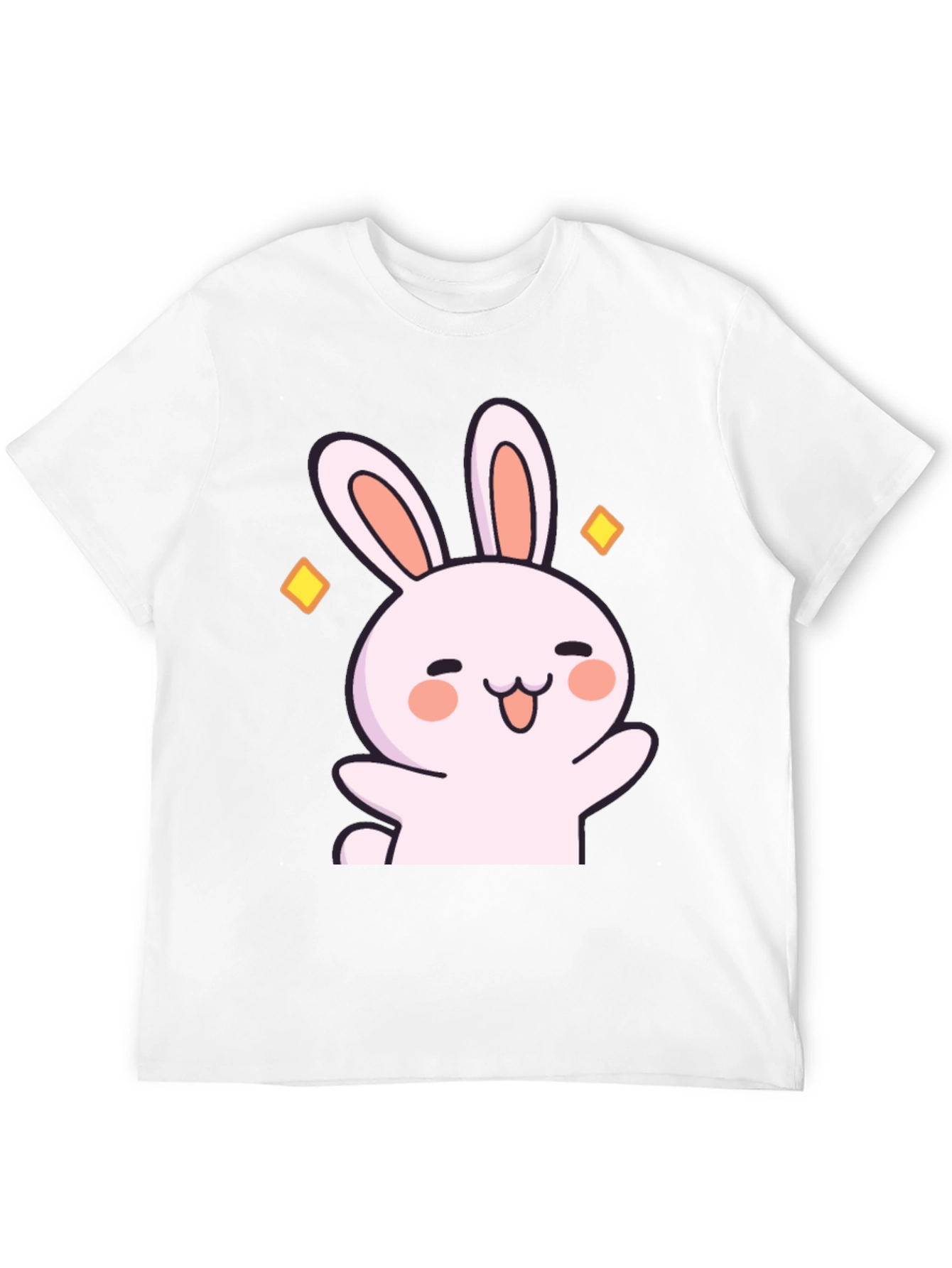 Cute Cartoon Bunny Graphic Black T-Shirt
