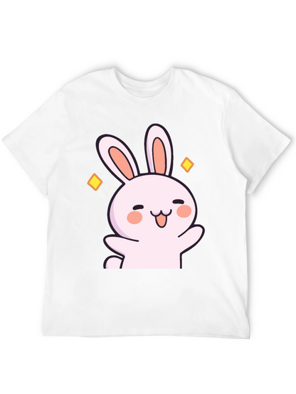 Cute Cartoon Bunny Graphic Black T-Shirt