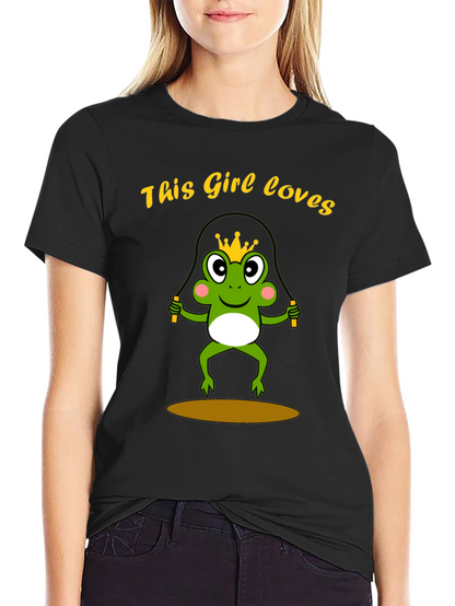 Girl Loves Frog Jumping Rope T-Shirt