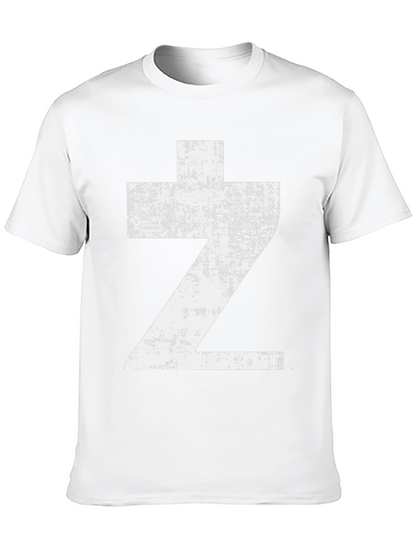Distressed Z Graphic Tee - Black Cotton Casual Wear