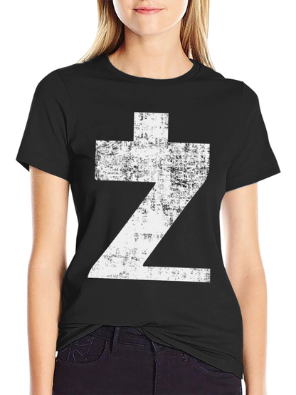 Distressed Z Graphic Tee - Black Cotton Casual Wear
