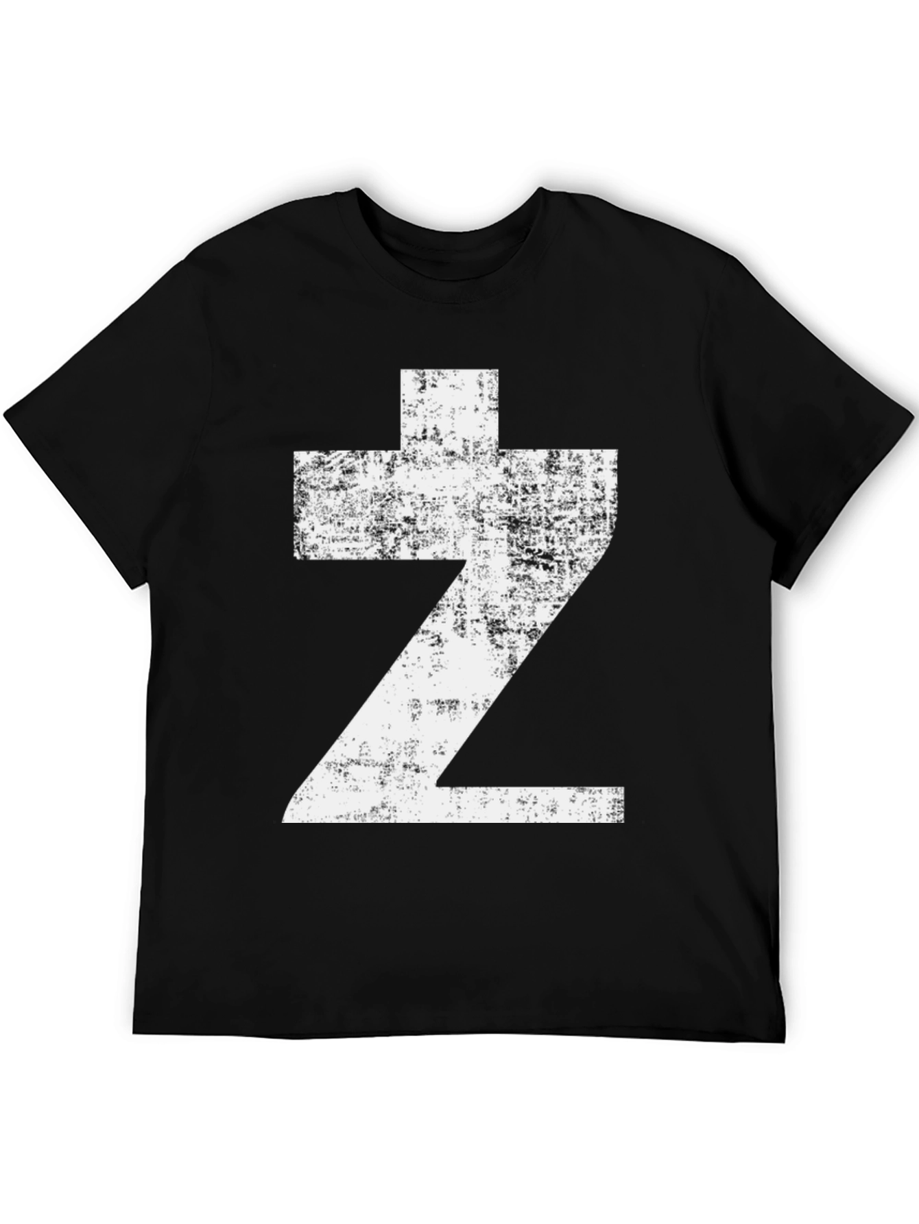 Distressed Z Graphic Tee - Black Cotton Casual Wear