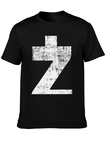 Distressed Z Graphic Tee - Black Cotton Casual Wear
