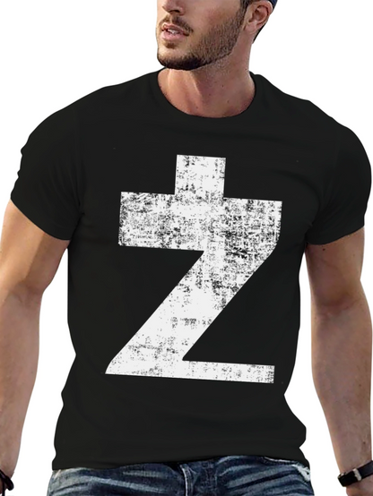 Distressed Z Graphic Tee - Black Cotton Casual Wear