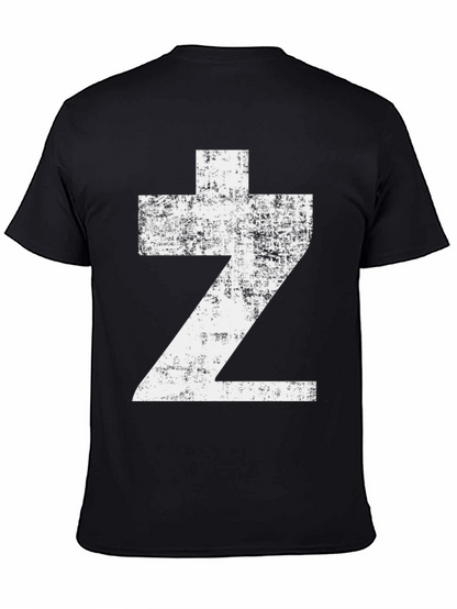 Distressed Z Graphic Tee - Black Cotton Casual Wear