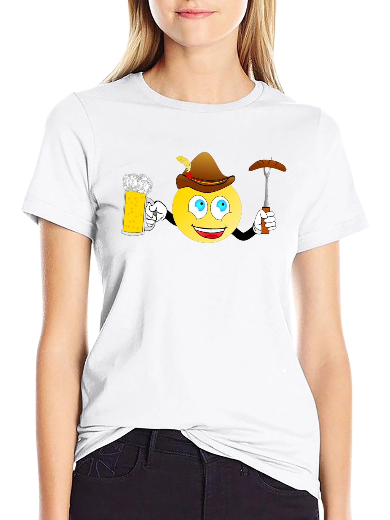 Oktoberfest Emoji T-Shirt - Beer and Bratwurst Fun!
