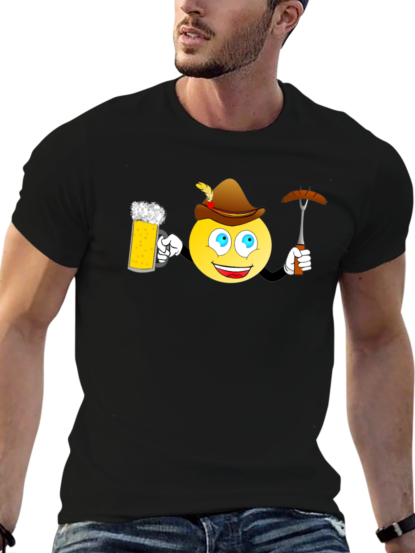 Oktoberfest Emoji T-Shirt - Beer and Bratwurst Fun!