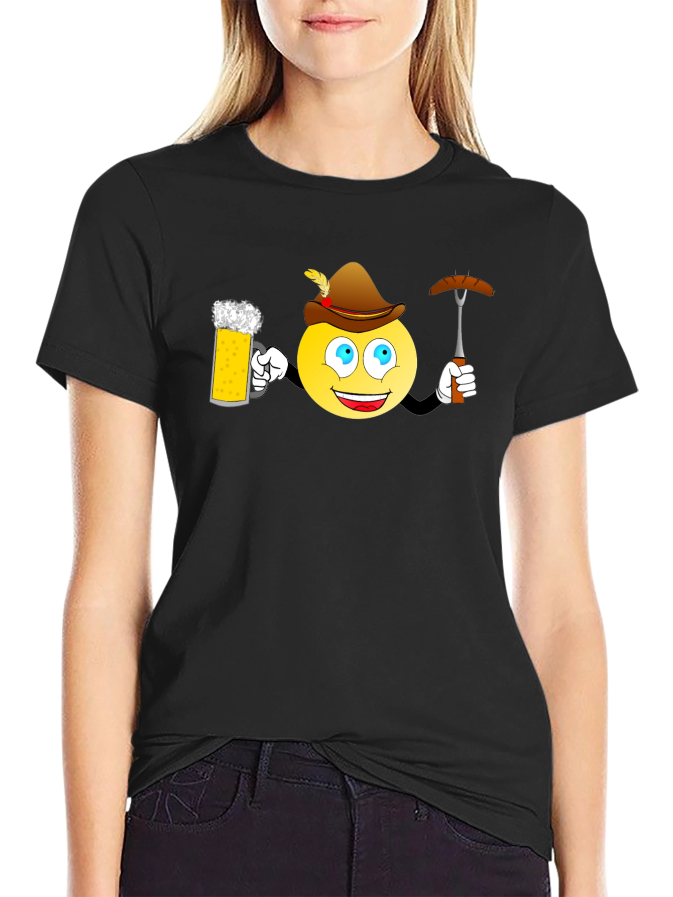 Oktoberfest Emoji T-Shirt - Beer and Bratwurst Fun!