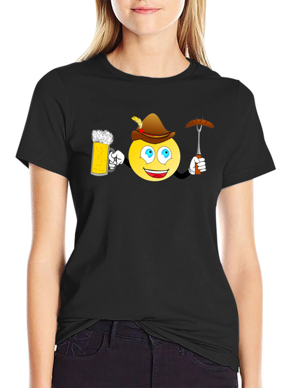 Oktoberfest Emoji T-Shirt - Beer and Bratwurst Fun!