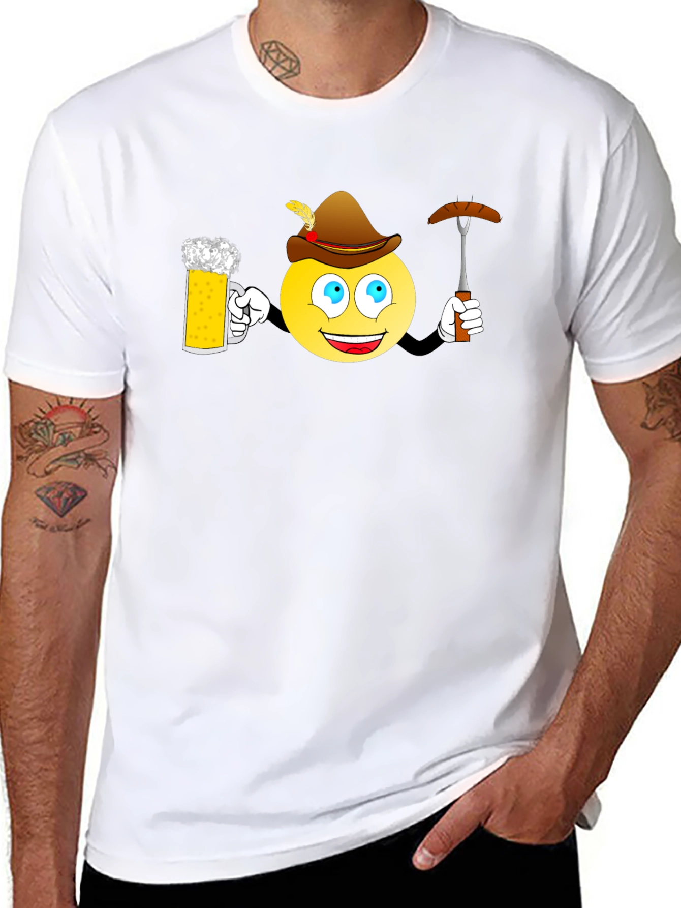 Oktoberfest Emoji T-Shirt - Beer and Bratwurst Fun!