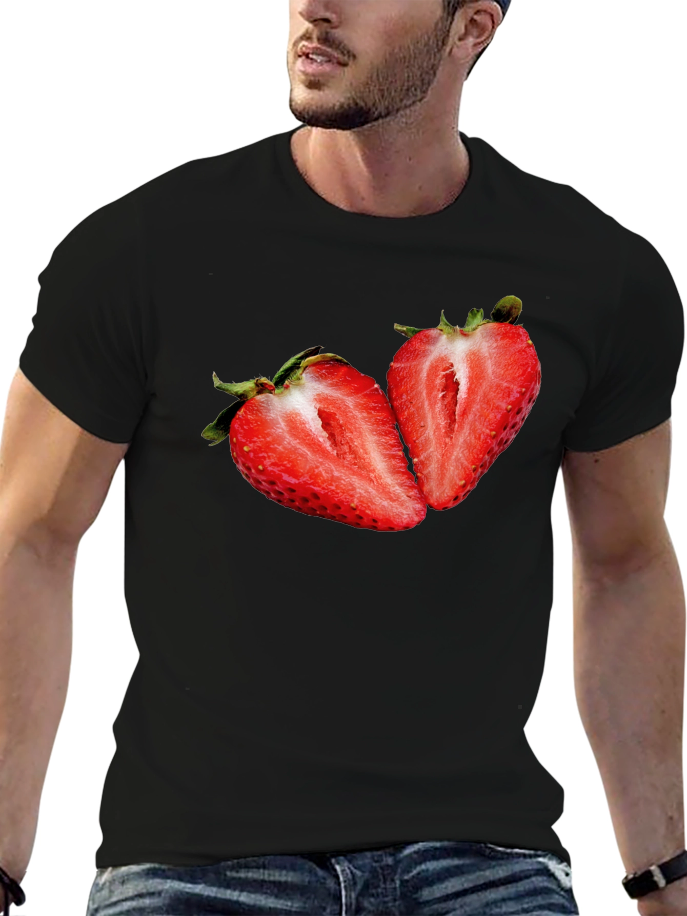Strawberry Graphic Black T-Shirt