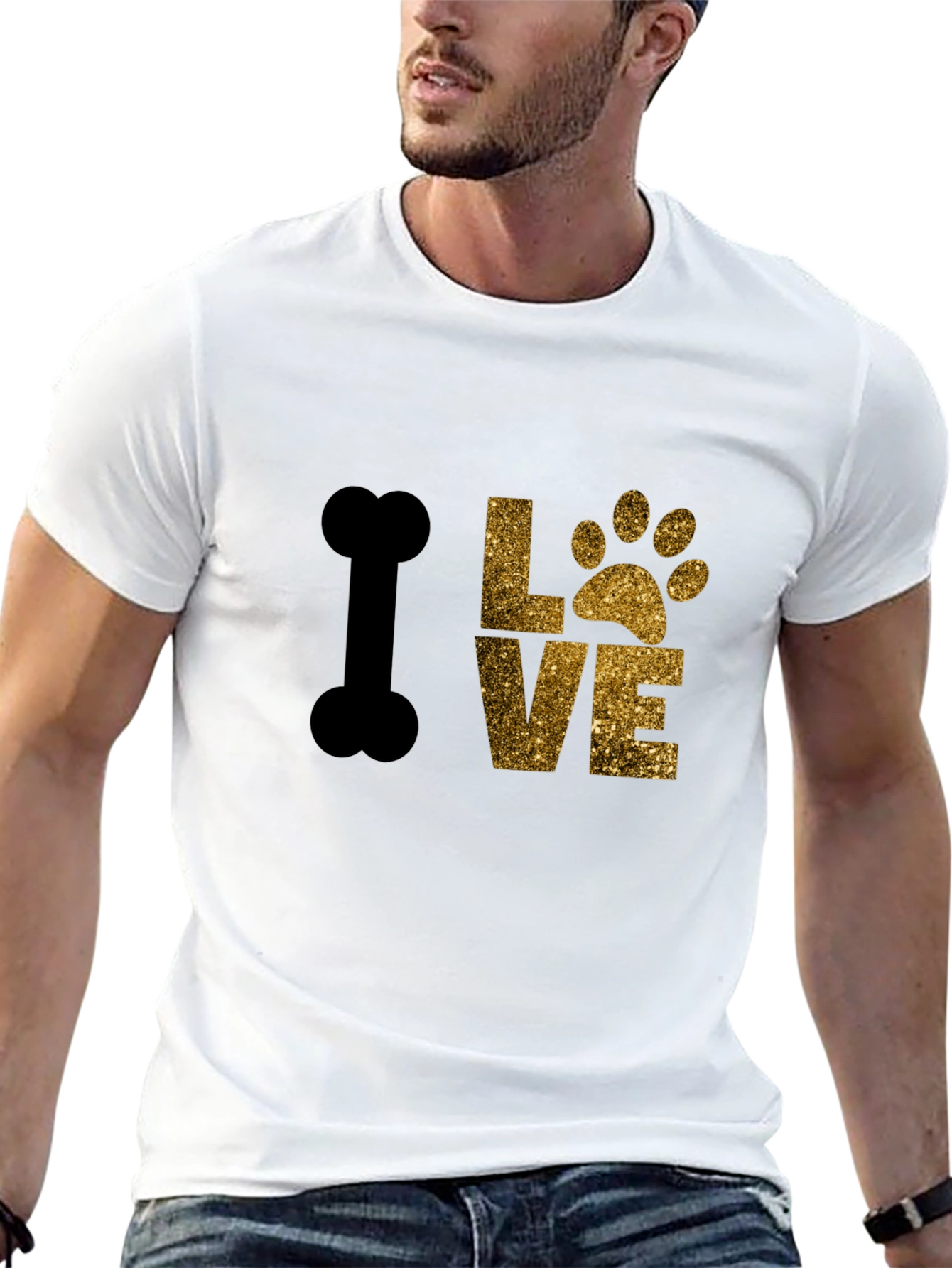 I Love Dogs T-Shirt Paw Print Bone Design