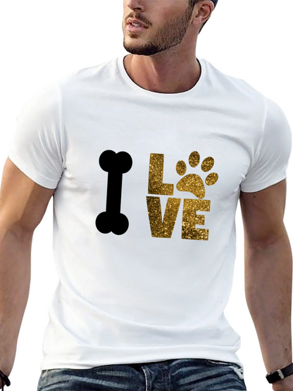 I Love Dogs T-Shirt Paw Print Bone Design