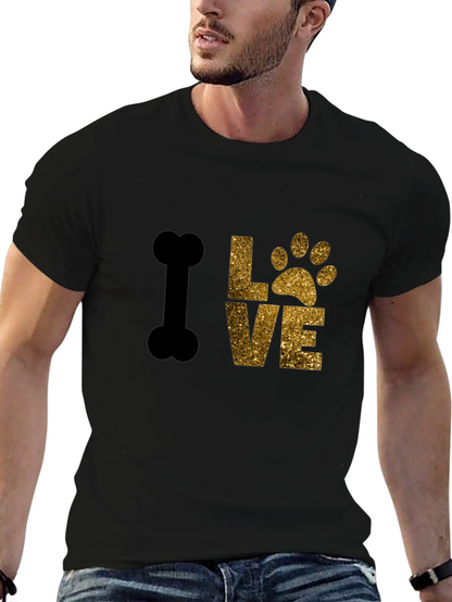 I Love Dogs T-Shirt Paw Print Bone Design