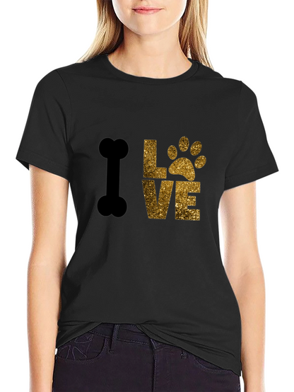I Love Dogs T-Shirt Paw Print Bone Design