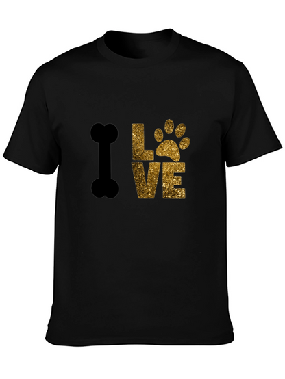 I Love Dogs T-Shirt Paw Print Bone Design