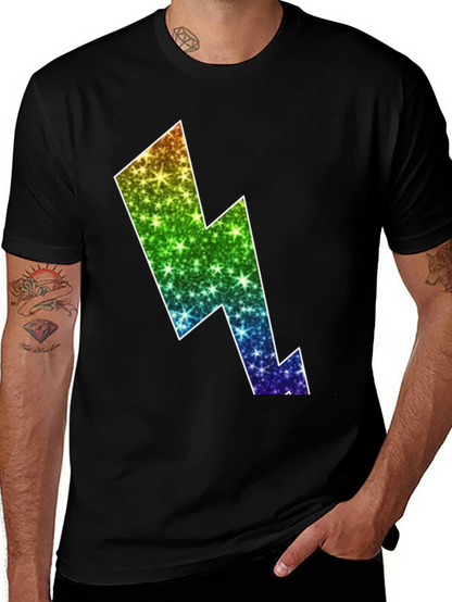 Rainbow Lightning Bolt Black T-Shirt
