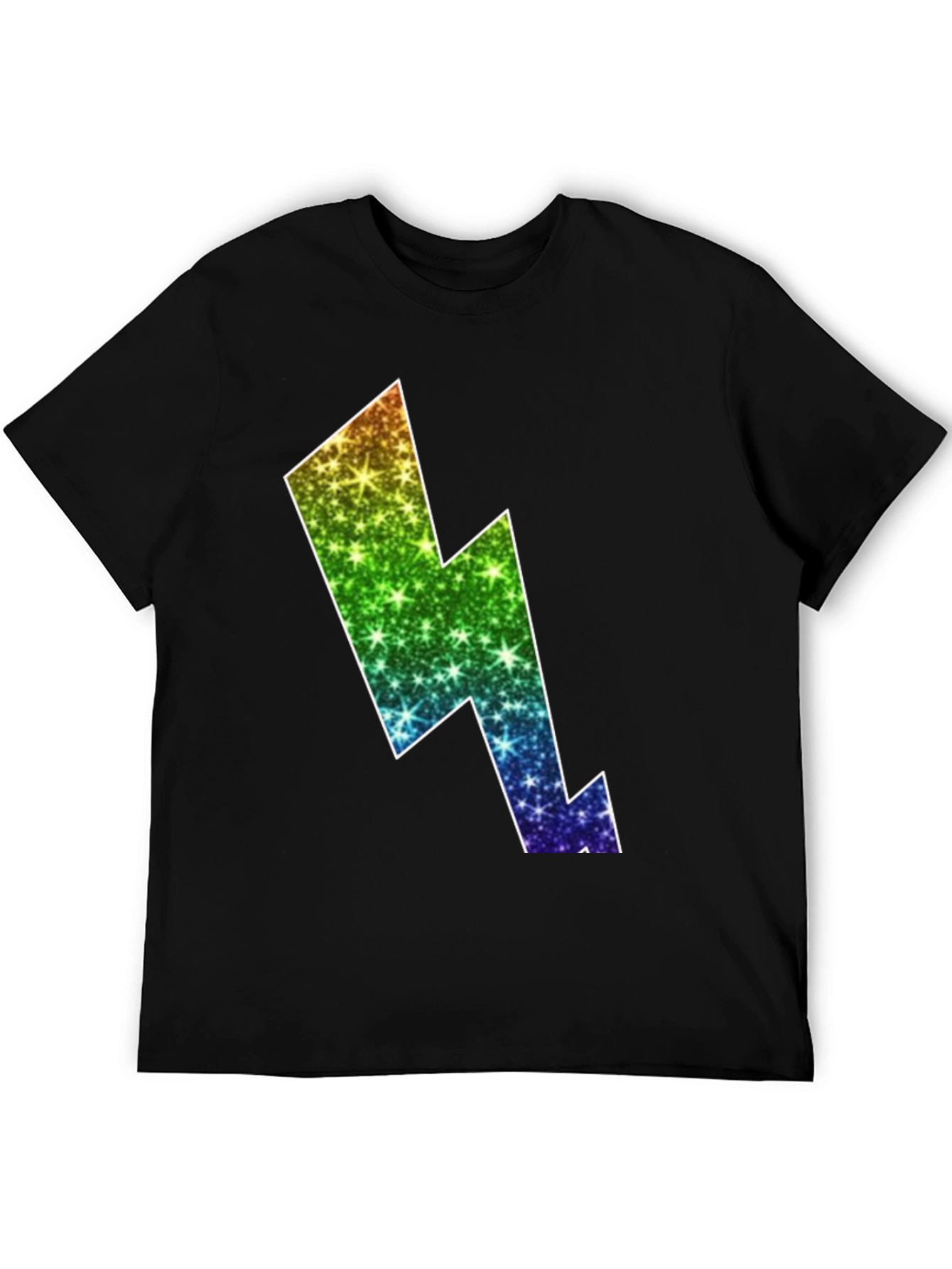 Rainbow Lightning Bolt Black T-Shirt