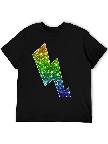 Rainbow Lightning Bolt Black T-Shirt