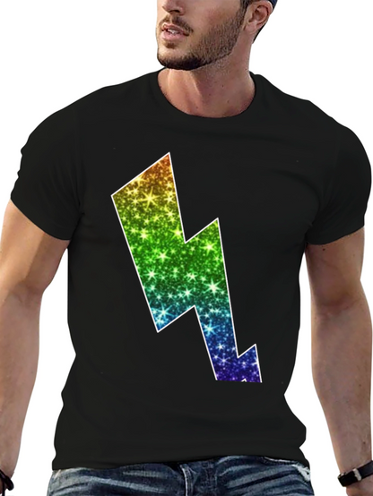 Rainbow Lightning Bolt Black T-Shirt