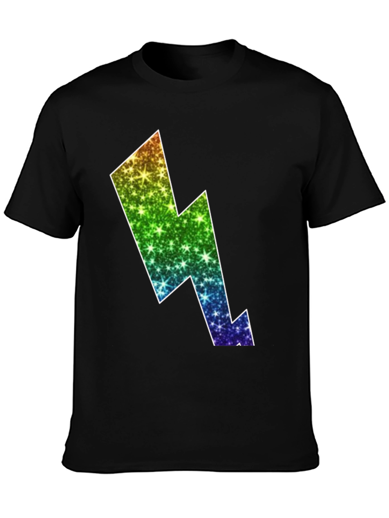 Rainbow Lightning Bolt Black T-Shirt