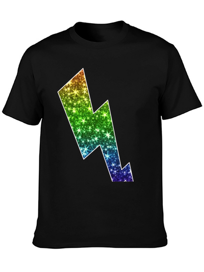 Rainbow Lightning Bolt Black T-Shirt