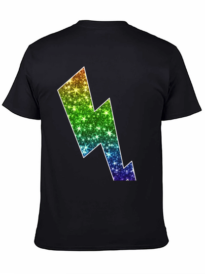 Rainbow Lightning Bolt Black T-Shirt