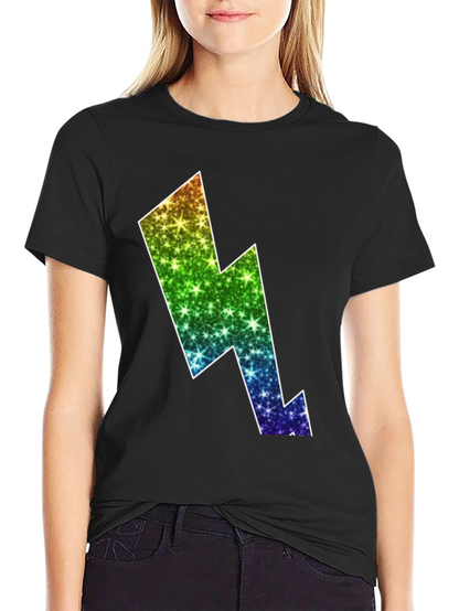 Rainbow Lightning Bolt Black T-Shirt