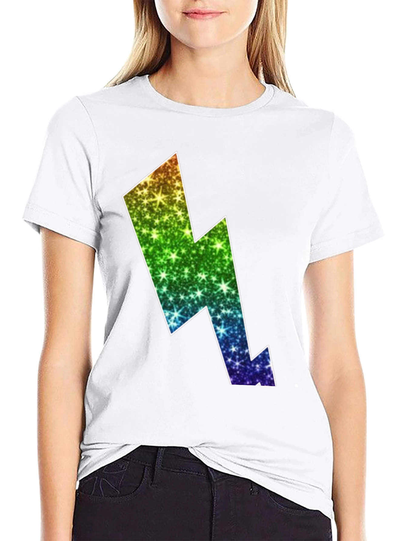 Rainbow Lightning Bolt Black T-Shirt