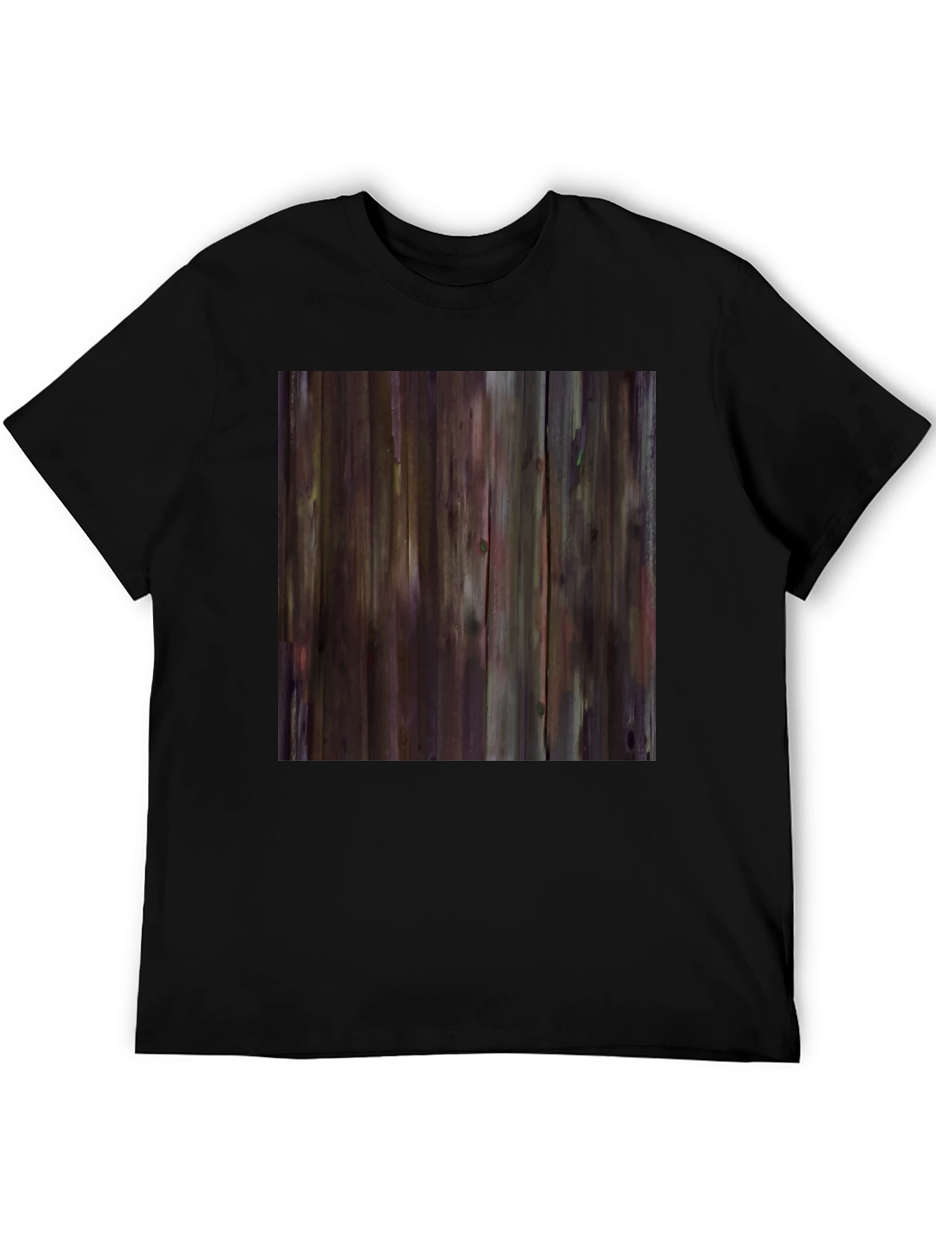Rustic Wood Grain Graphic Tee - Black