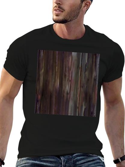 Rustic Wood Grain Graphic Tee - Black