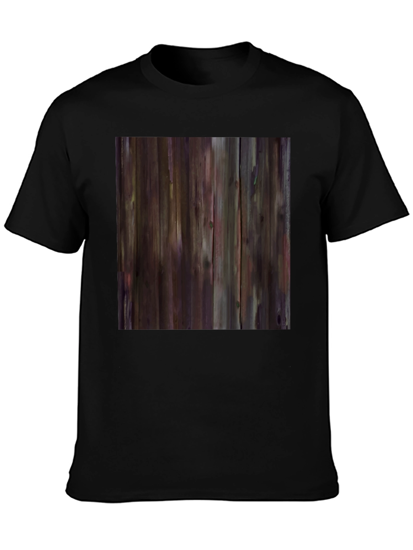 Rustic Wood Grain Graphic Tee - Black