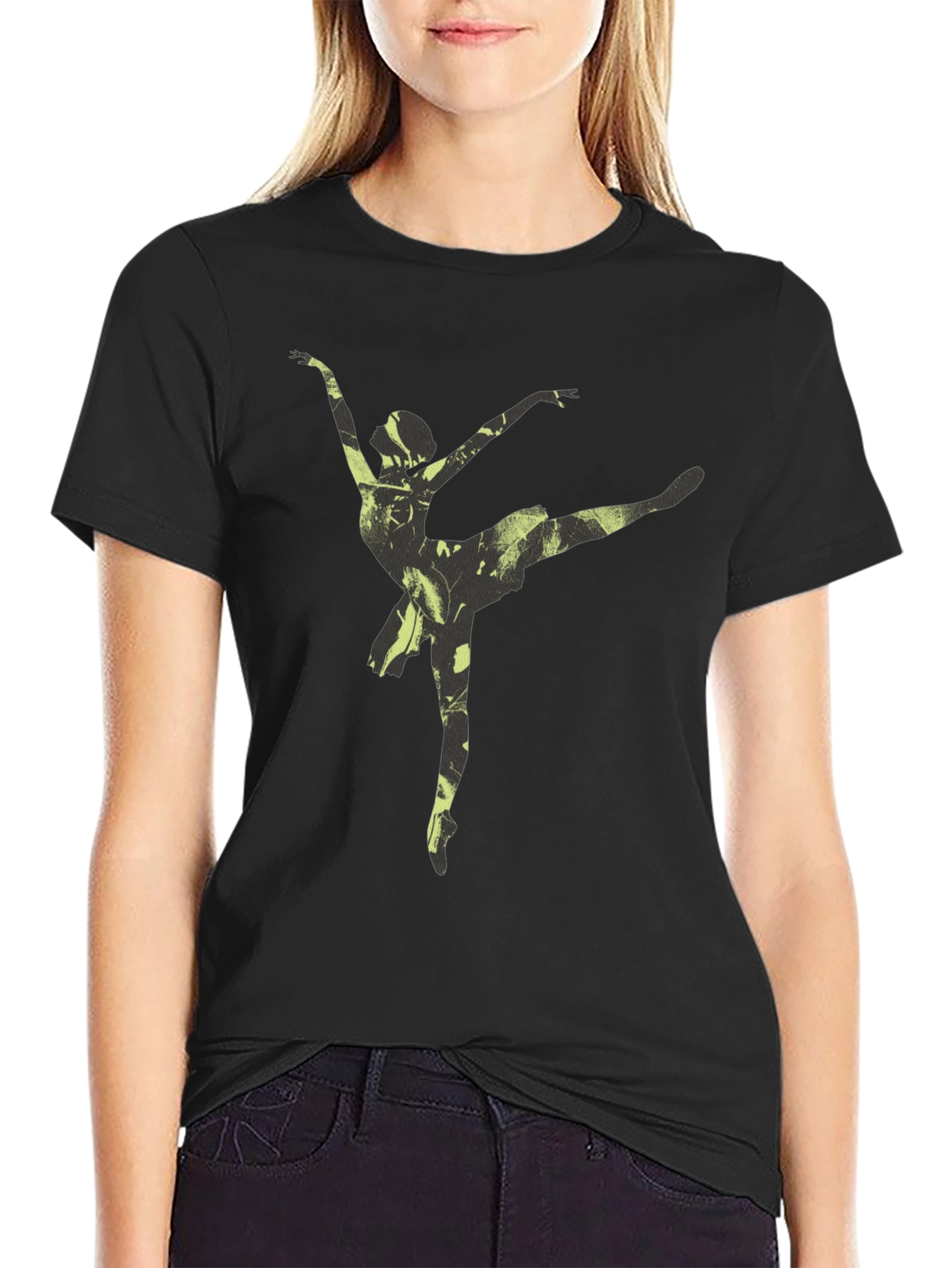 Ballerina Graphic Tee - Soft Black Cotton