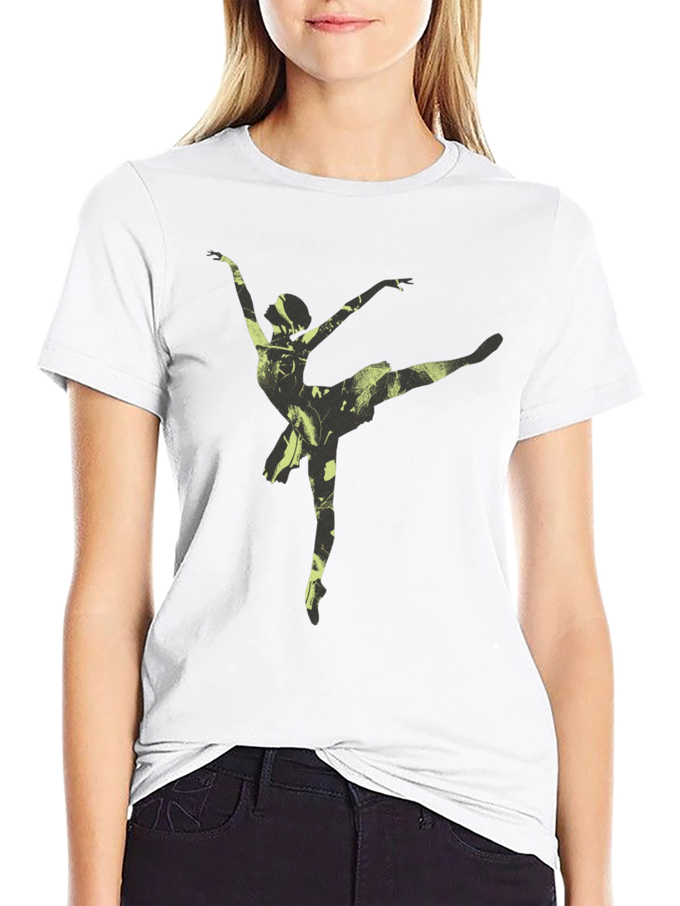 Ballerina Graphic Tee - Soft Black Cotton