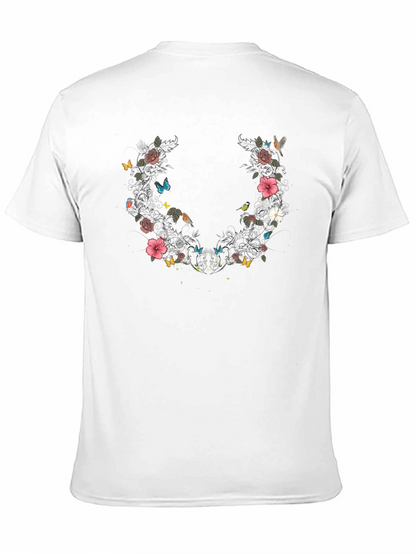 Floral & Butterfly Graphic Print Tee - Black