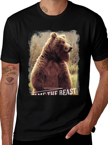Tame The Beast Bear Graphic Tee - Black
