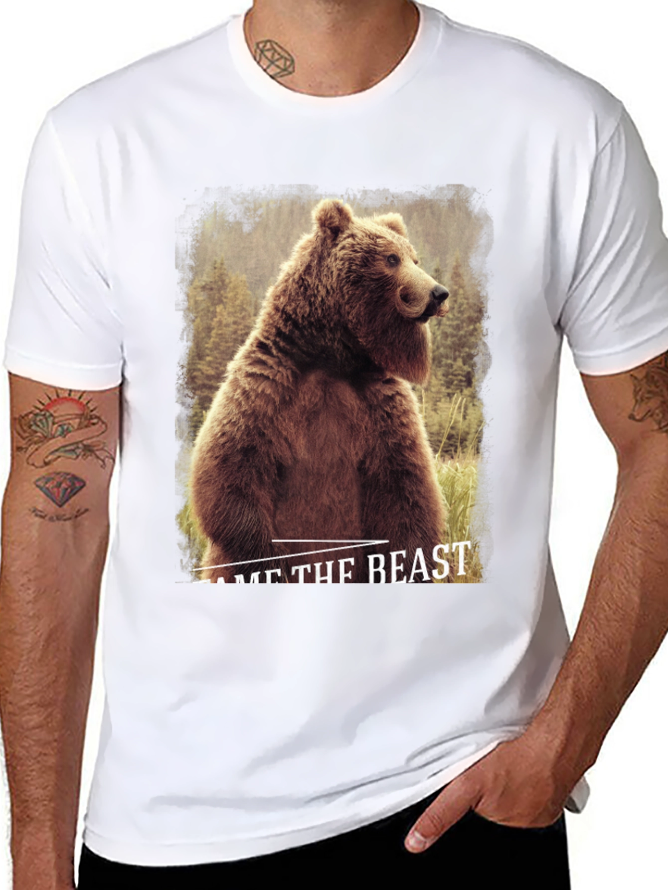 Tame The Beast Bear Graphic Tee - Black