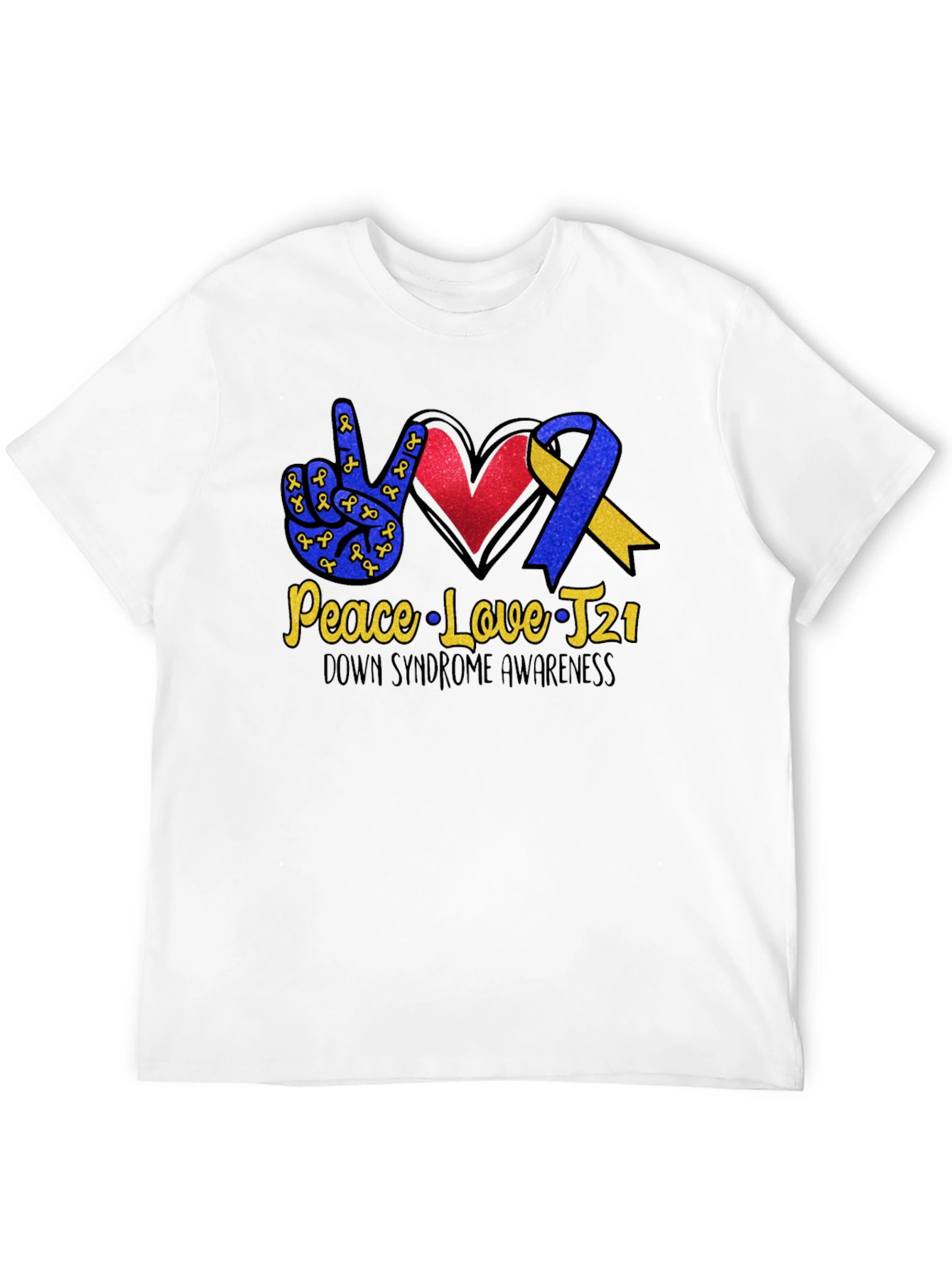 Down Syndrome Awareness T-Shirt - Peace Love T21