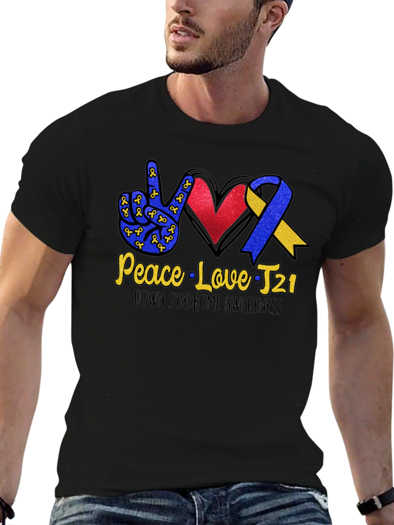 Down Syndrome Awareness T-Shirt - Peace Love T21